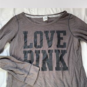 Victoria’s Secret LOVE PINK Gray Long Sleeve Off Shoulder Shirt